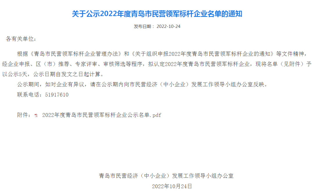 喜報！銳智智能入選青島市民營領(lǐng)軍標桿企業(yè)